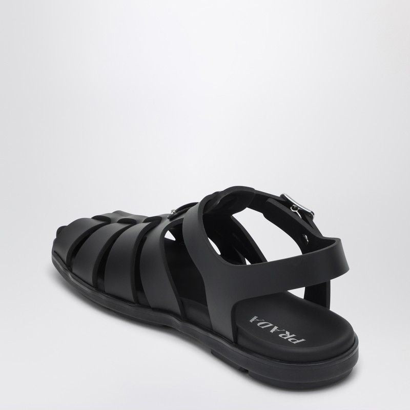 PRADA Rubber Cage Sandal with Ankle Strap