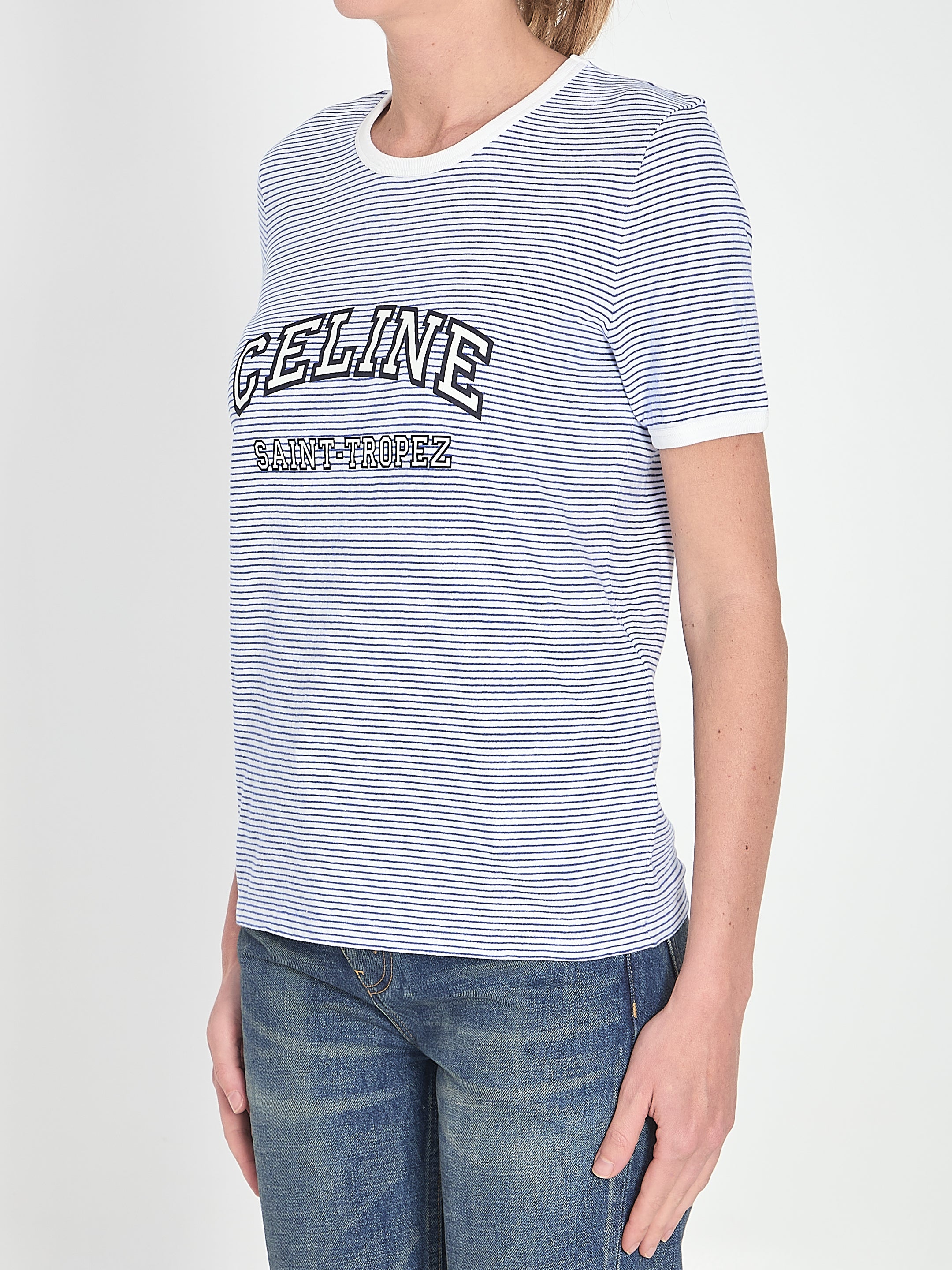 CELINE Round Neck Cotton T-Shirt