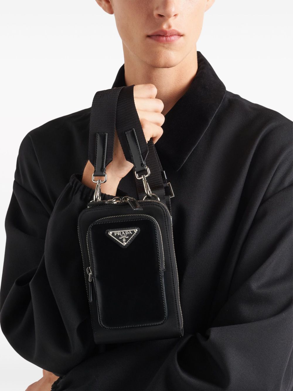 PRADA Stylish Nylon and Leather Phone Case