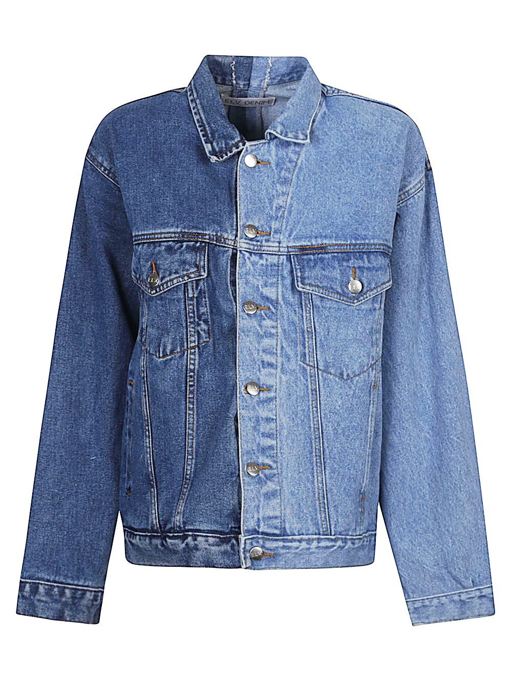 E.L.V. DENIM Women's Denim Jacket with Pointed Collar and Unique Details