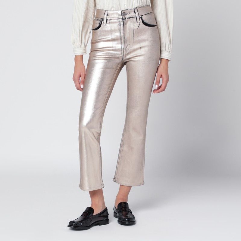FRAME Champagne Metallic Mini Cropped Trousers