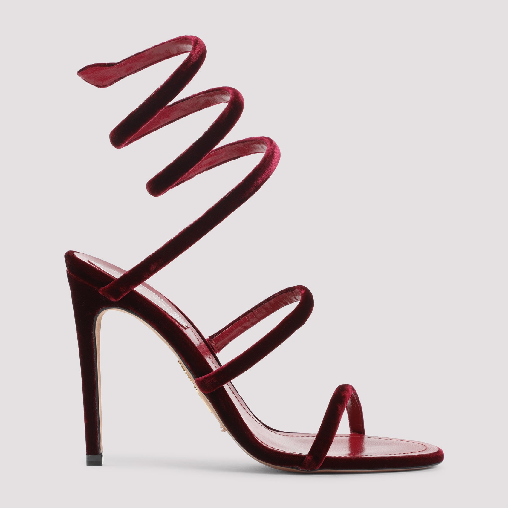 RENE` CAOVILLA Velvet Snake Sandals with 10.5cm Heel Height