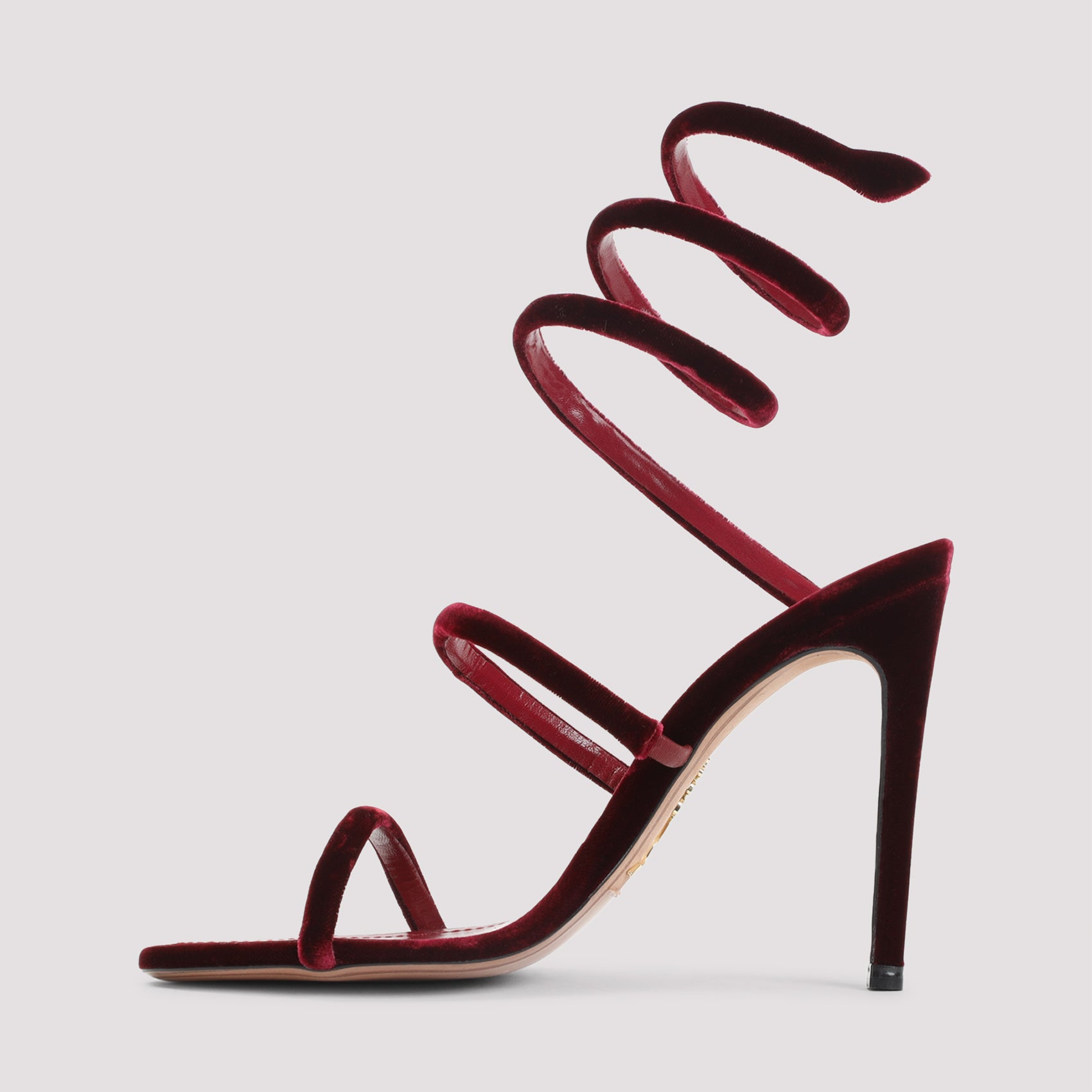 RENE` CAOVILLA Velvet Snake Sandals with 10.5cm Heel Height
