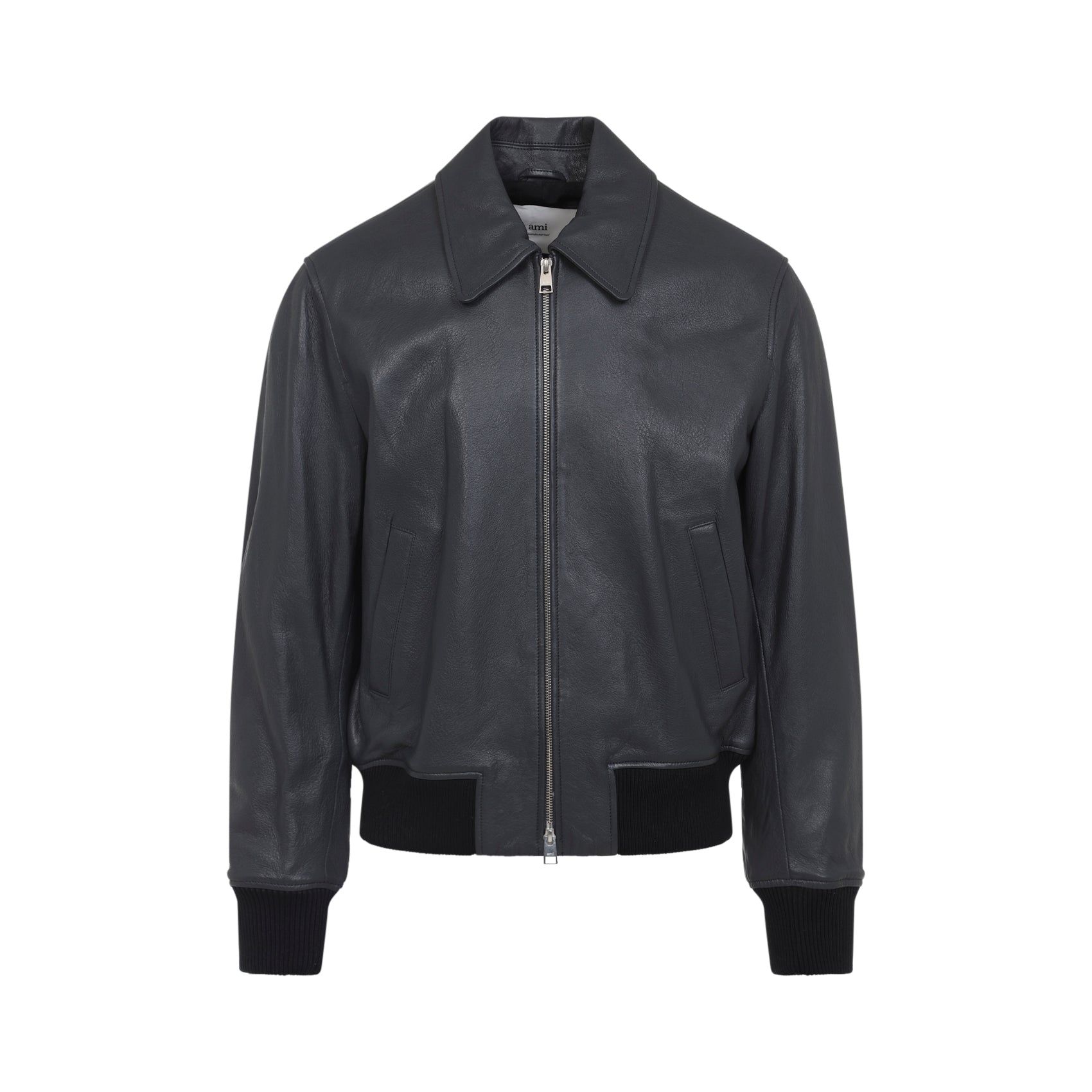 AMI Zipped Leather Jacket for Men - FW25