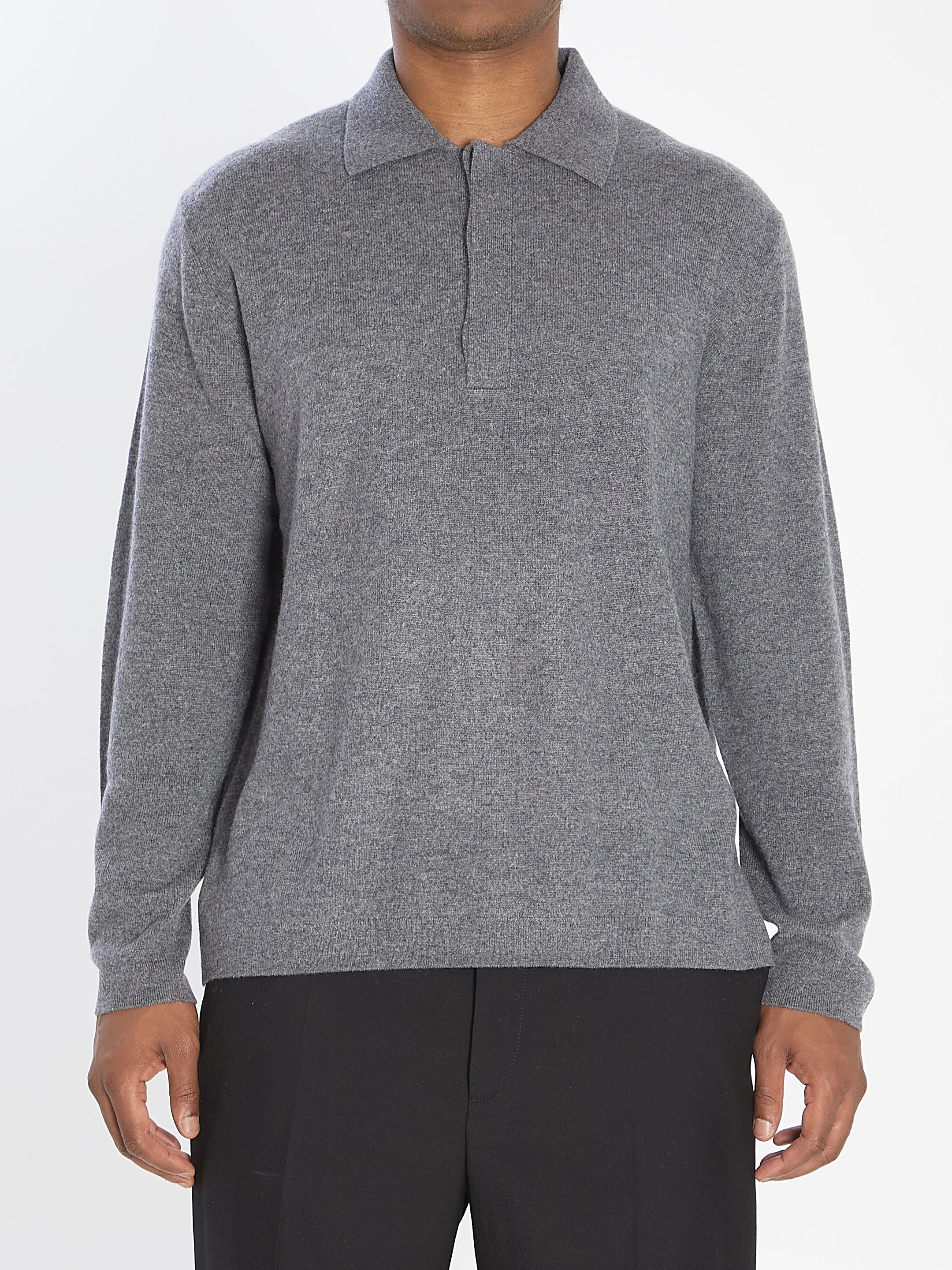 LISA YANG Men's Cashmere Polo Sweater with Concealed Buttons - Size 4 EU