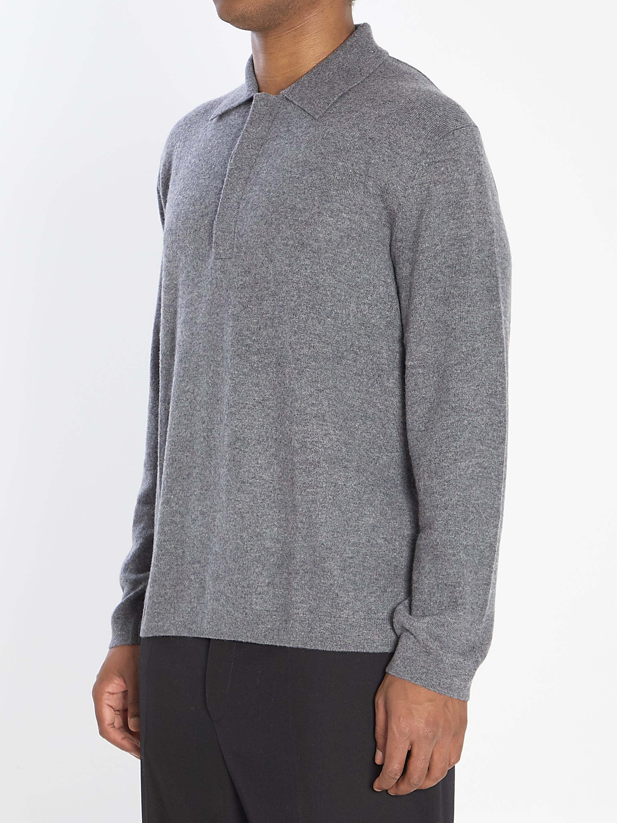 LISA YANG Men's Cashmere Polo Sweater with Concealed Buttons - Size 4 EU