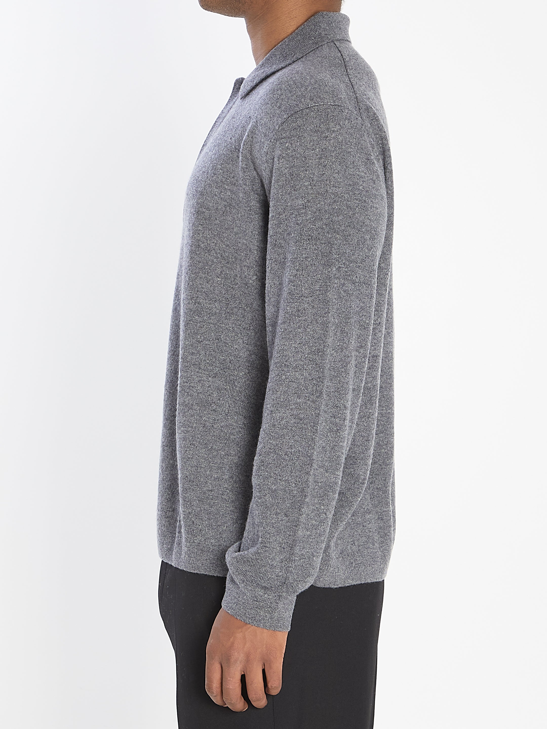 LISA YANG Men's Cashmere Polo Sweater with Concealed Buttons - Size 4 EU