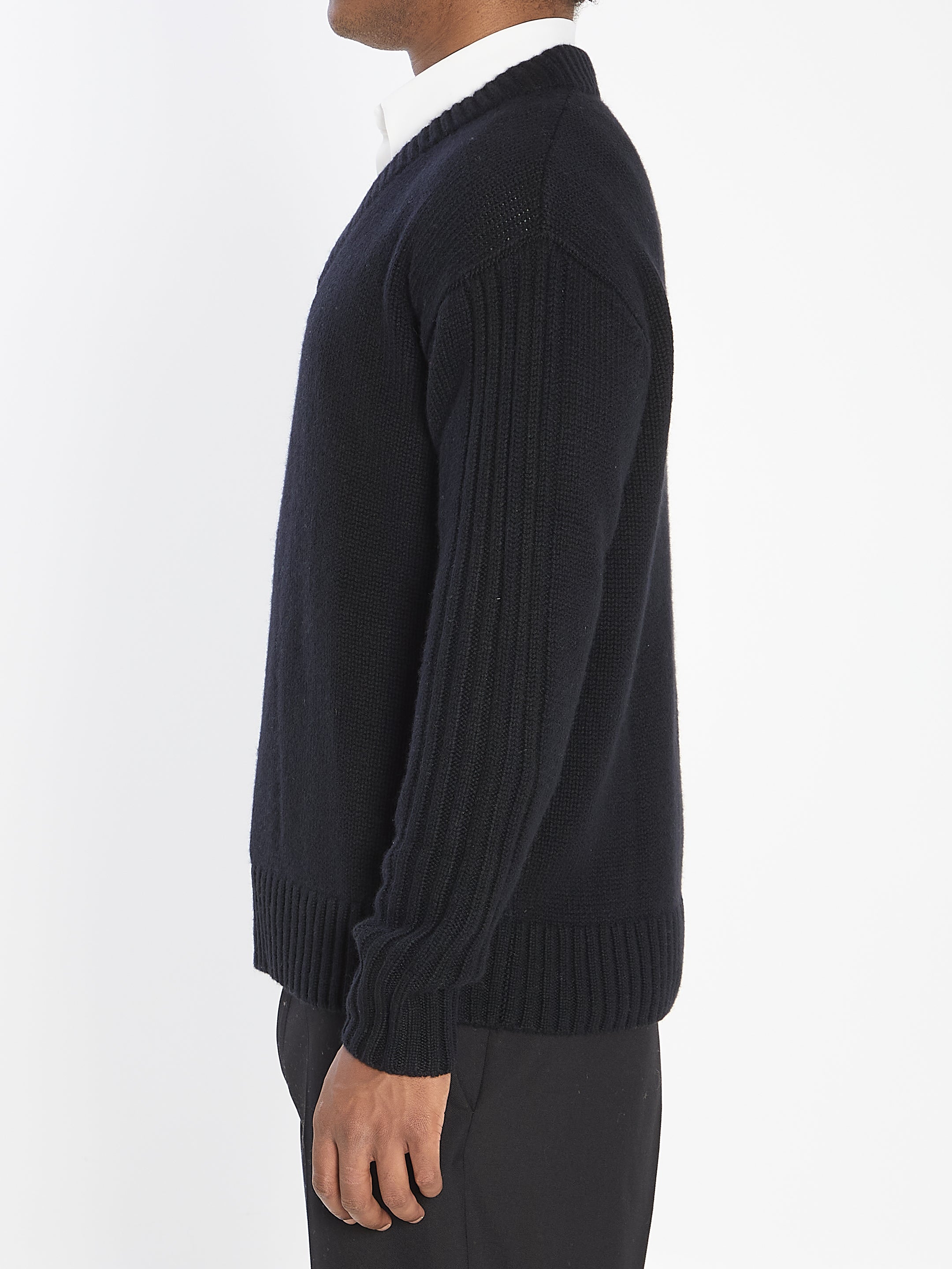 LISA YANG Regular Fit Cashmere V-Neck Sweater for Men