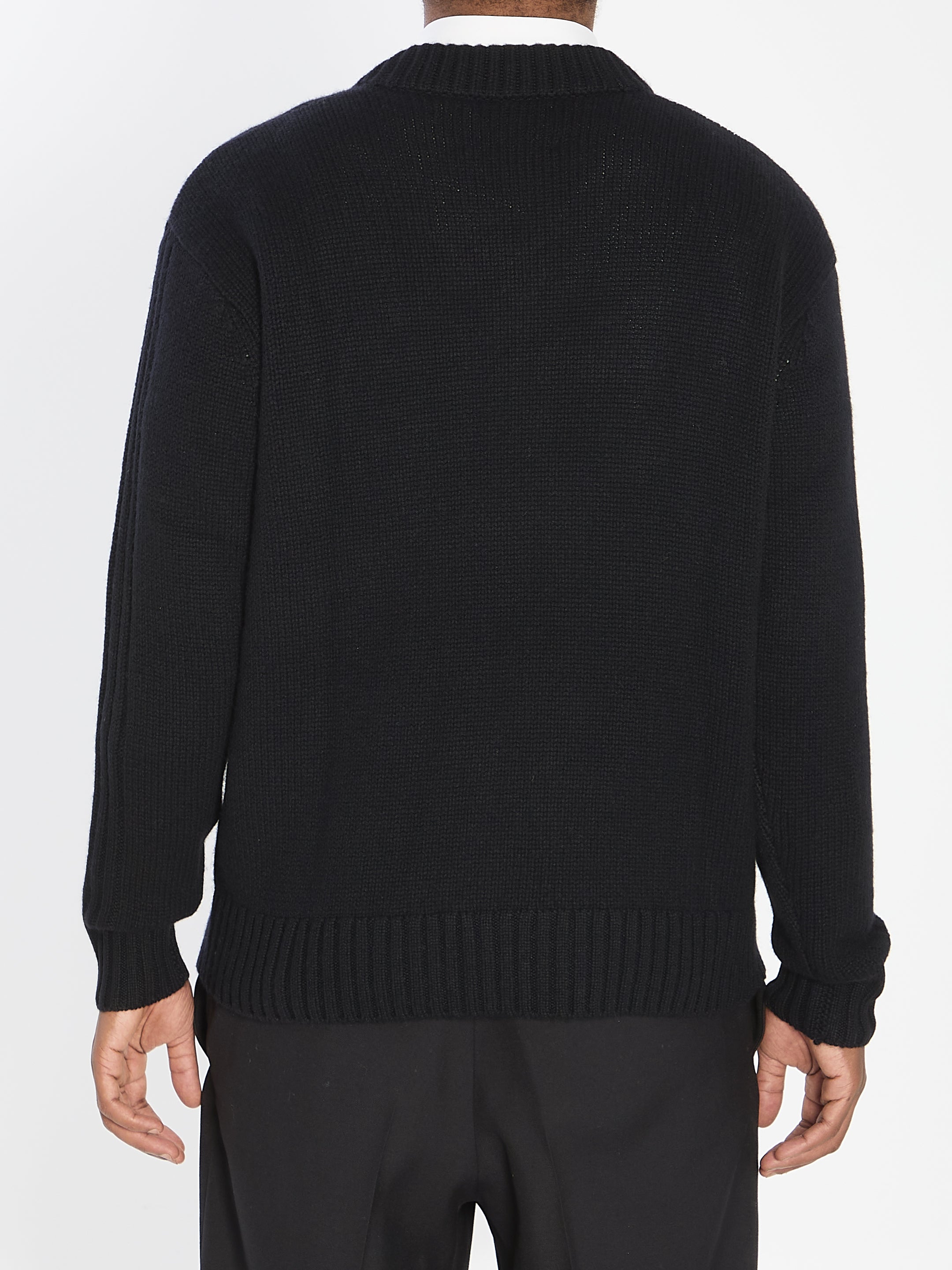 LISA YANG Regular Fit Cashmere V-Neck Sweater for Men