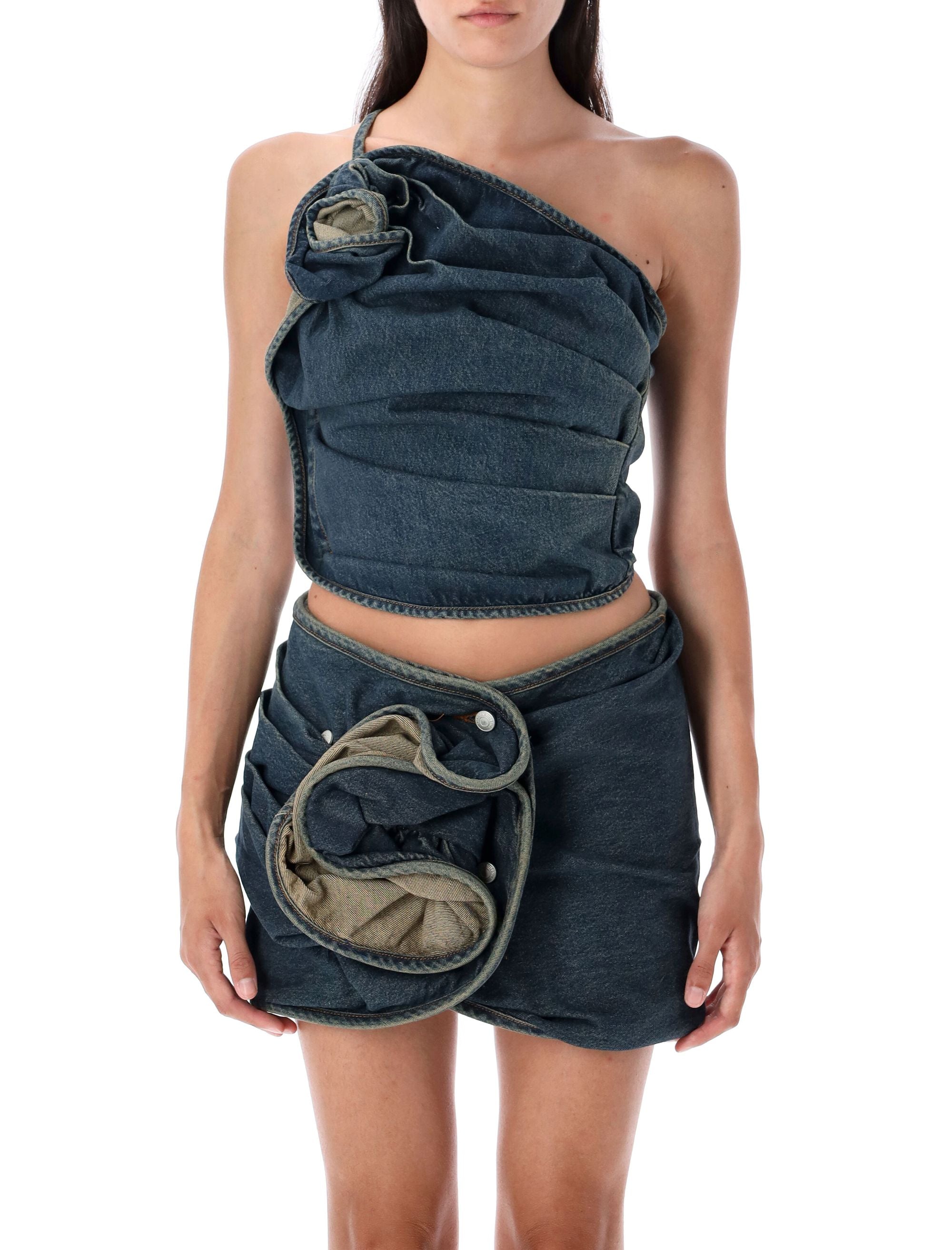 MAGDA BUTRYM Floral Detail One-Shoulder Top - Size 36