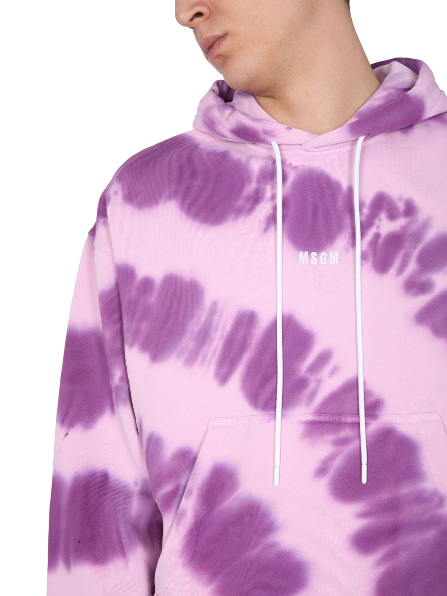 MSGM Printed Sweatshirt with Micro Logo and Hooded Design