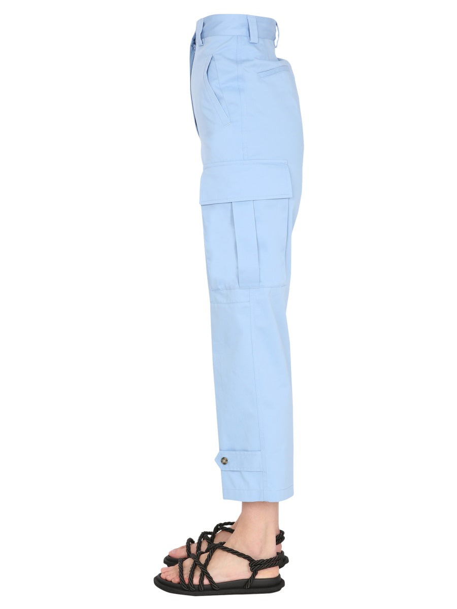 MSGM Women's Cargo Pants with Concealed Zip and Button Closure