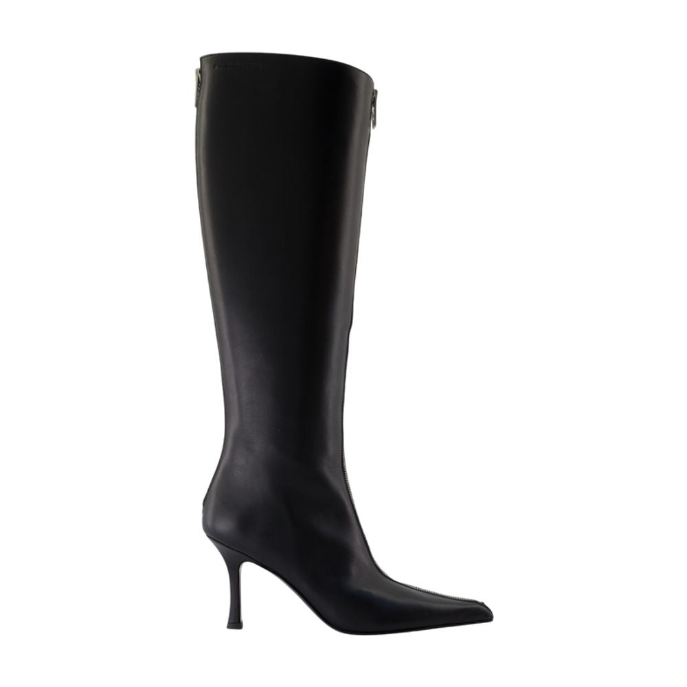 ALEXANDER WANG 85MM Vera Zip-Detail Pointed-Toe Knee-High Boots
