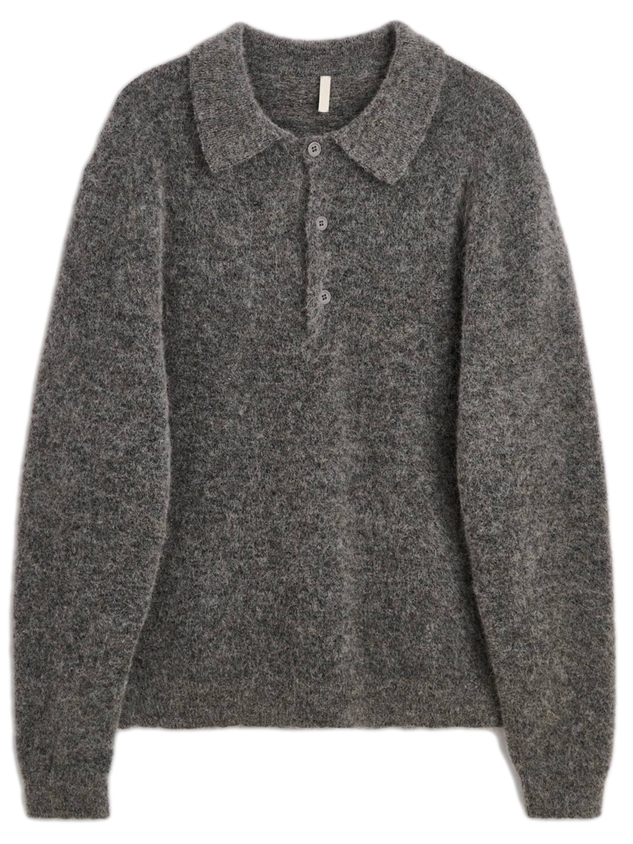 SUNFLOWER Mohair Knit Polo with Corozo Buttons