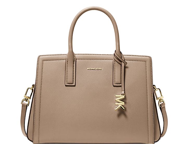 MICHAEL KORS Leather Handbag with Rolled Handles and Detachable Strap