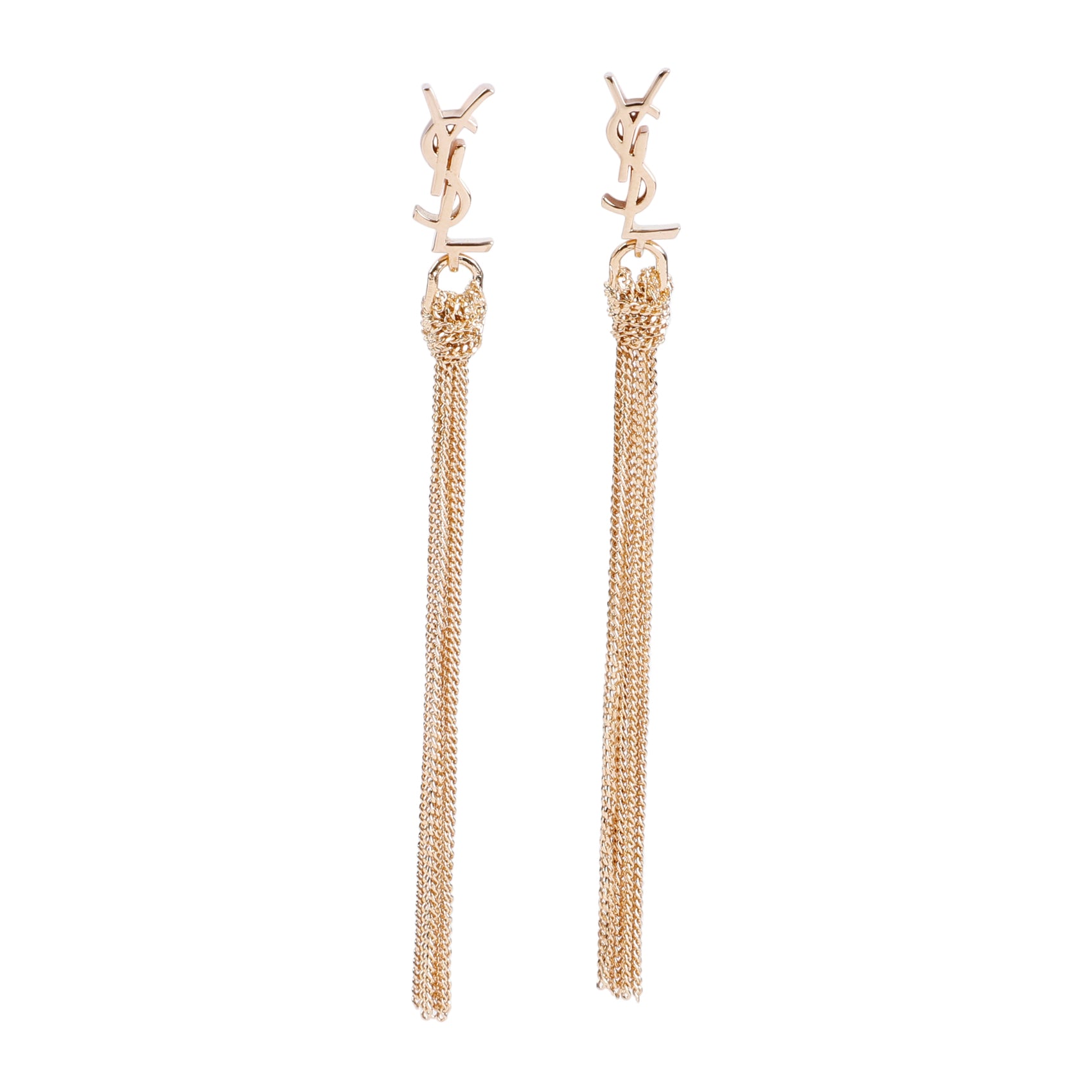 SAINT LAURENT Pompons Chains Earrings
