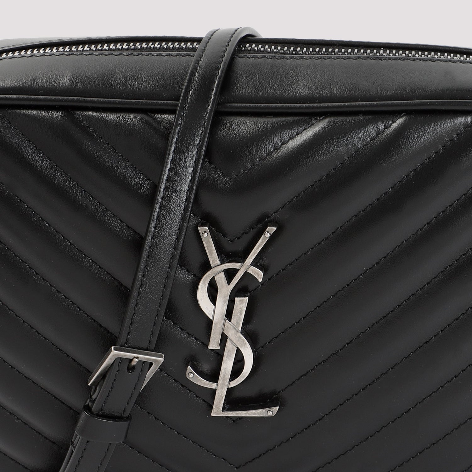 SAINT LAURENT Matelassé Leather Mini Shoulder Handbag - 22.5cm