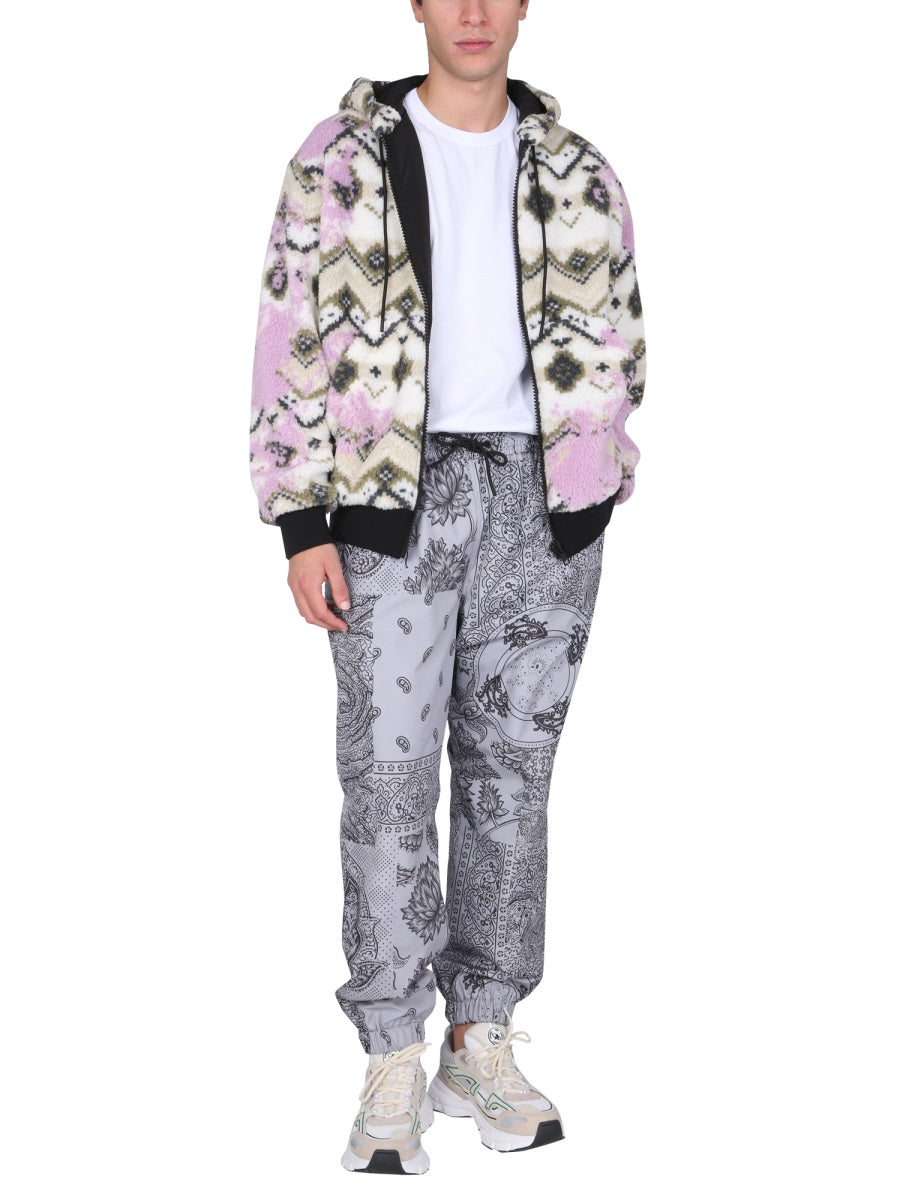 MSGM Fleece Sherpa Jacket with Drawstring Hood for Men