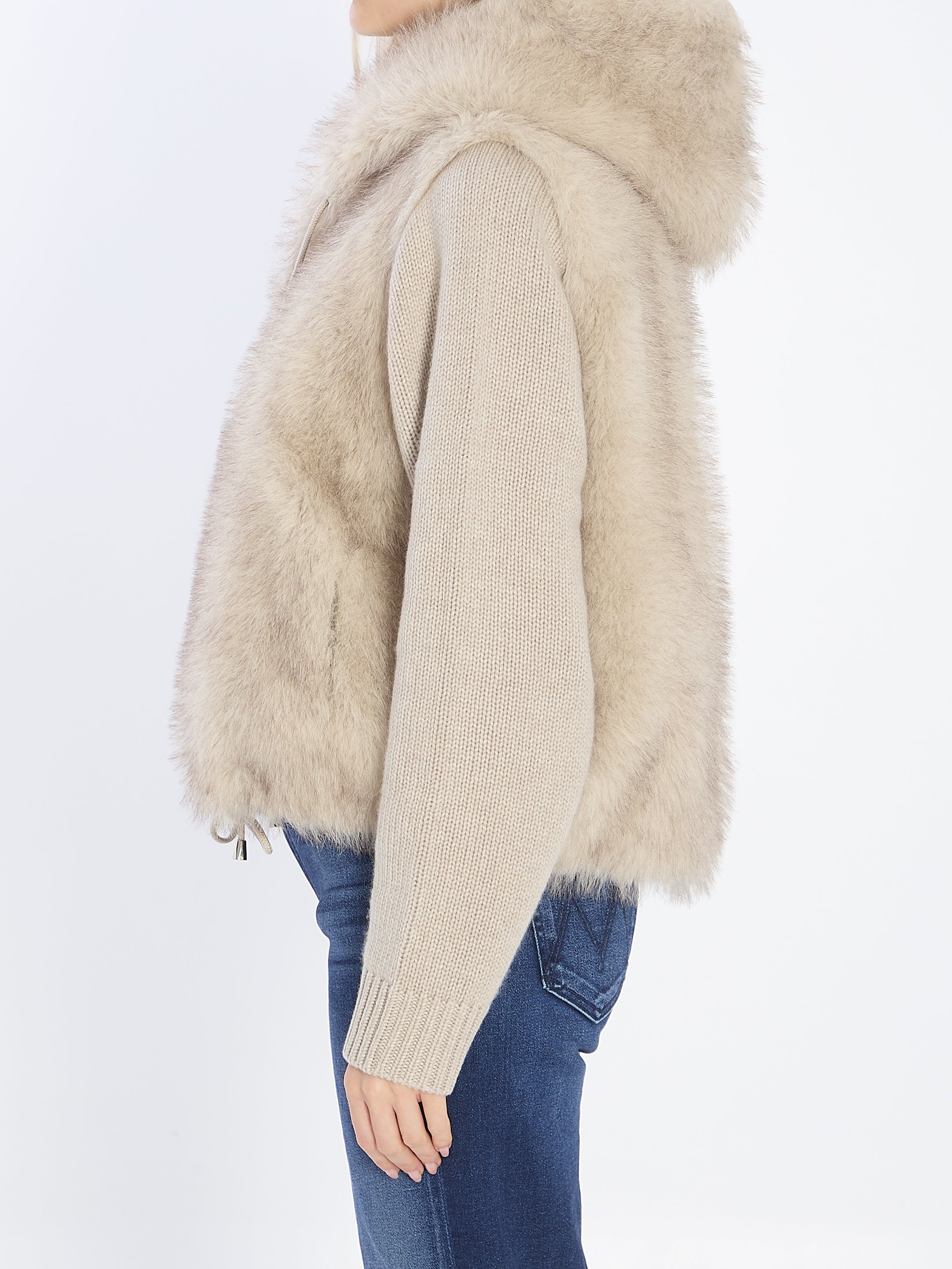 VALENTINI 1972 Oversized Eco-Fur Vest with Hood