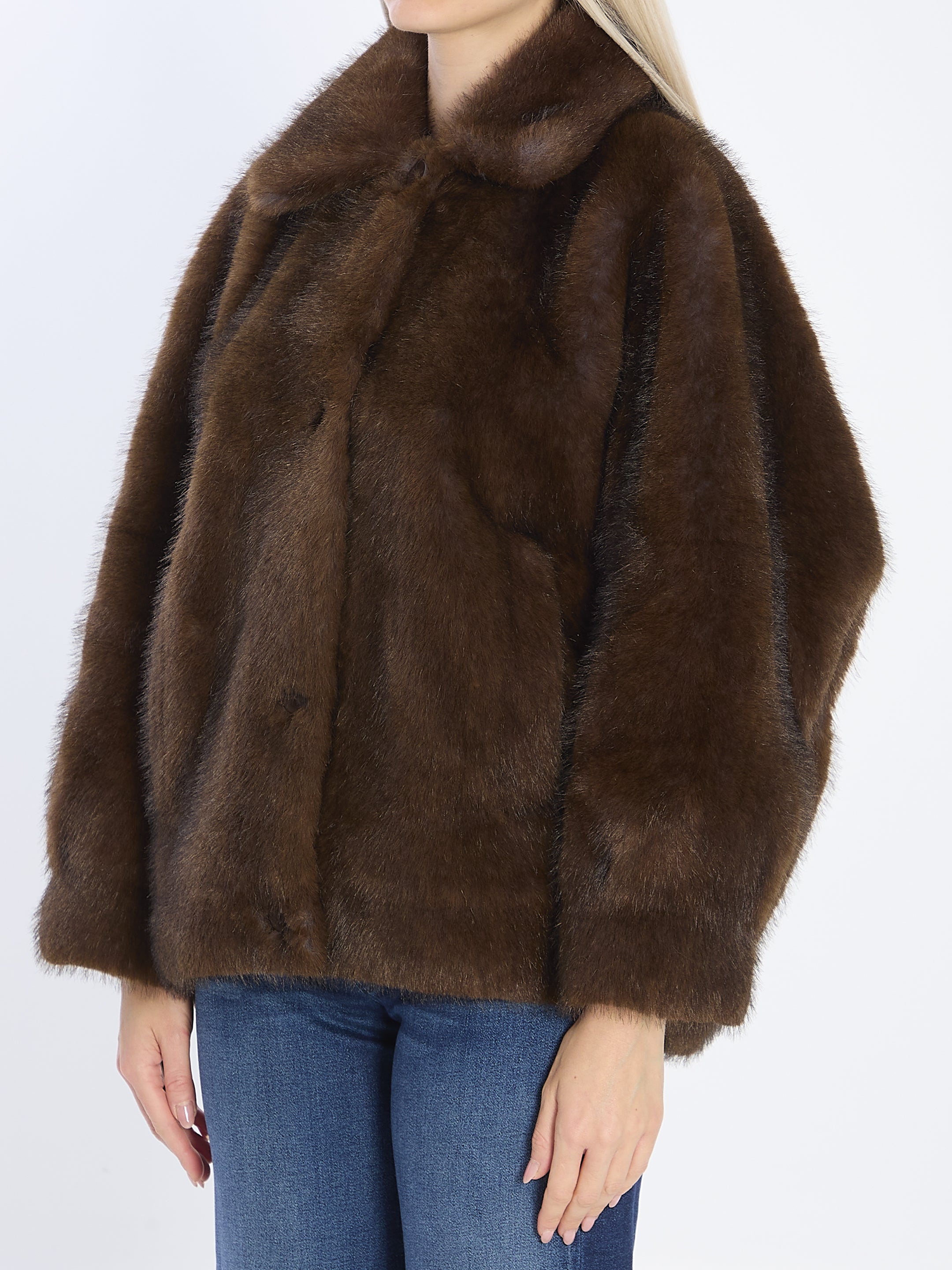 VALENTINI 1972 Eco-Fur Jacket with Shirt Collar - Regular Fit
