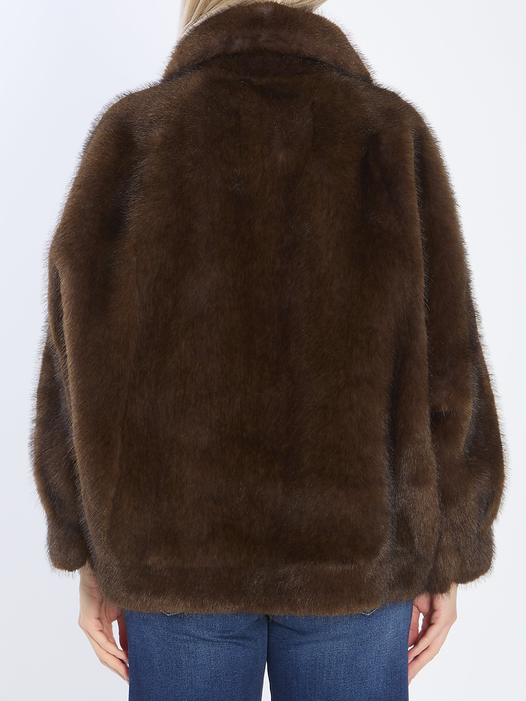 VALENTINI 1972 Eco-Fur Jacket with Shirt Collar - Regular Fit