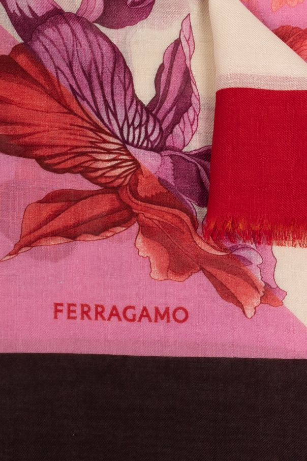 Ferragamo Hydrangea Pattern Cashmere Scarf
