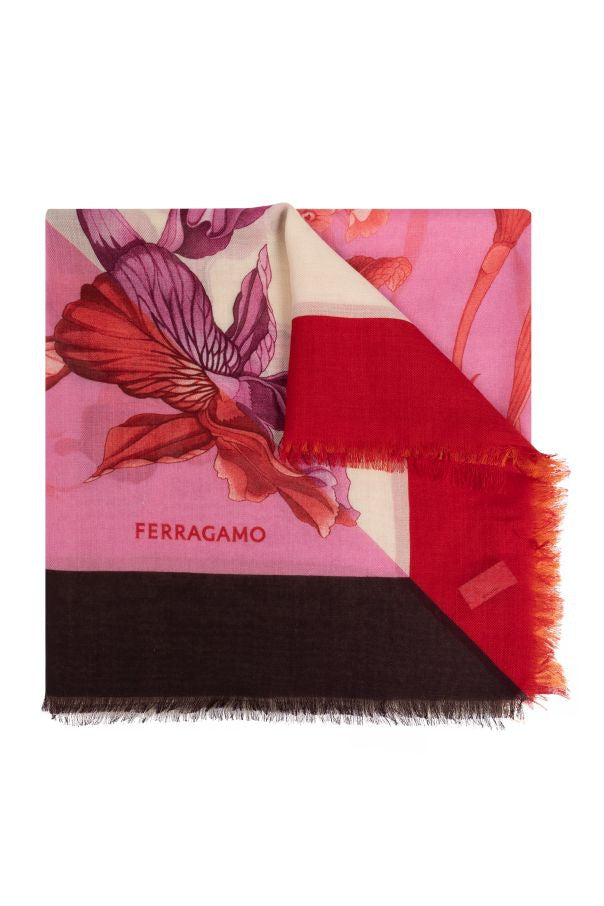 Ferragamo Hydrangea Pattern Cashmere Scarf
