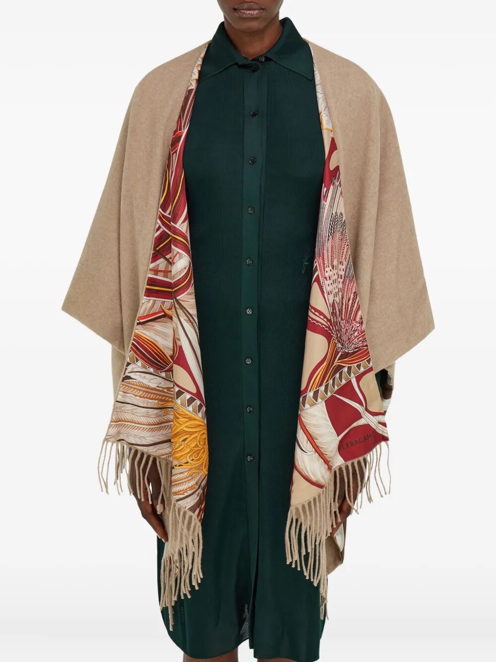Ferragamo Reversible Cashmere and Silk Cape
