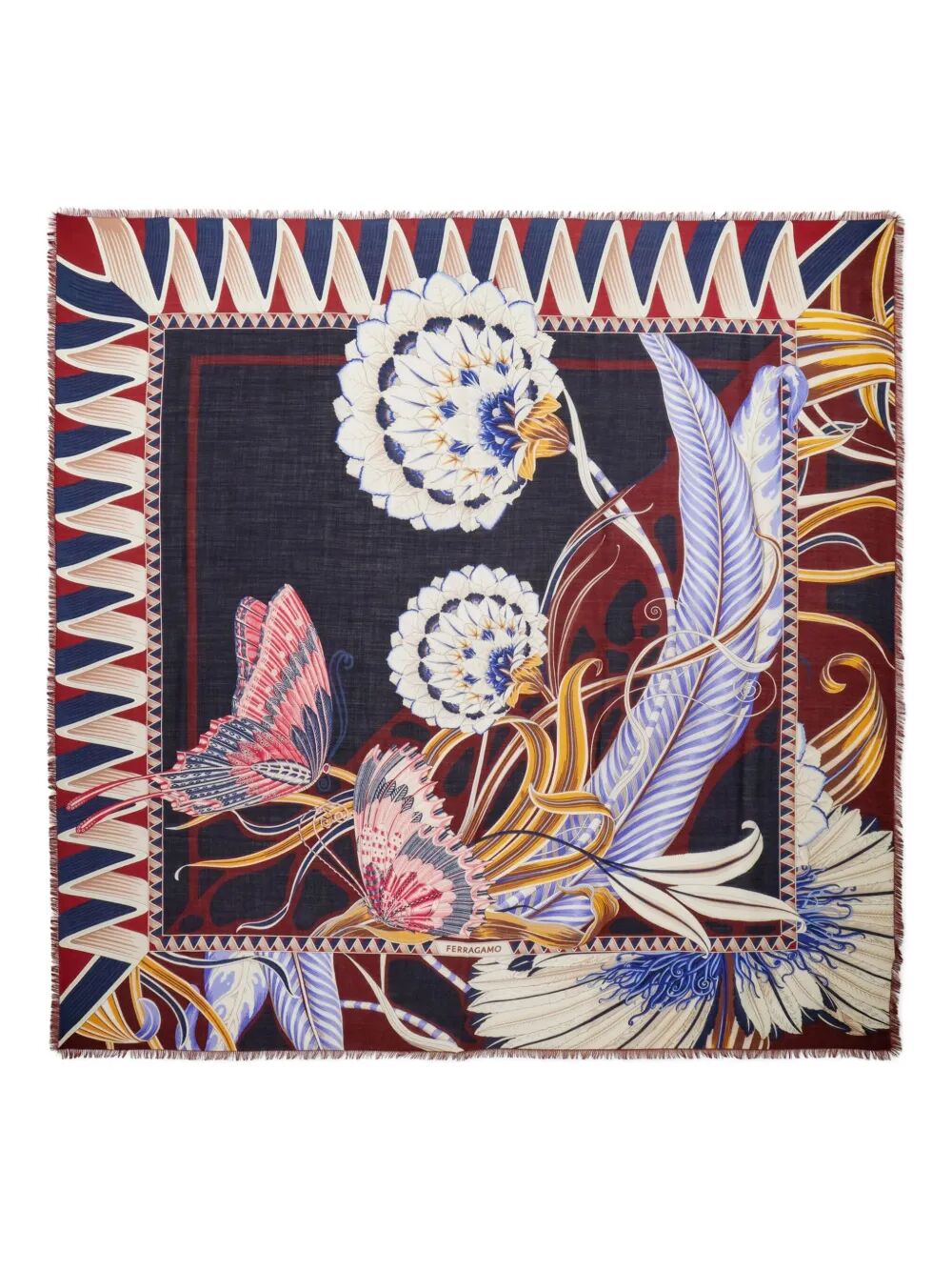 Ferragamo Giada Print Wool Scarf