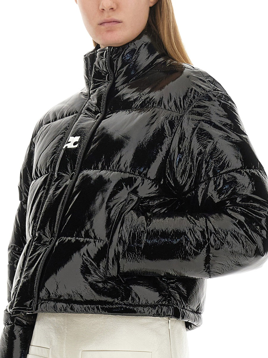 COURREGÈS Cropped Mini Vinyl Down Jacket