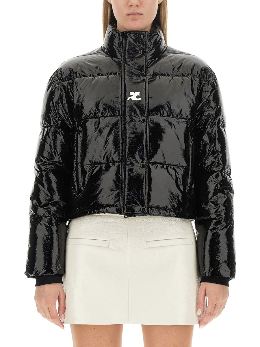 COURREGÈS Cropped Mini Vinyl Down Jacket