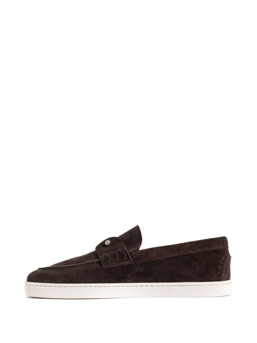 CHRISTIAN LOUBOUTIN Men's Leather Loafers with Suede Appliqué Detail