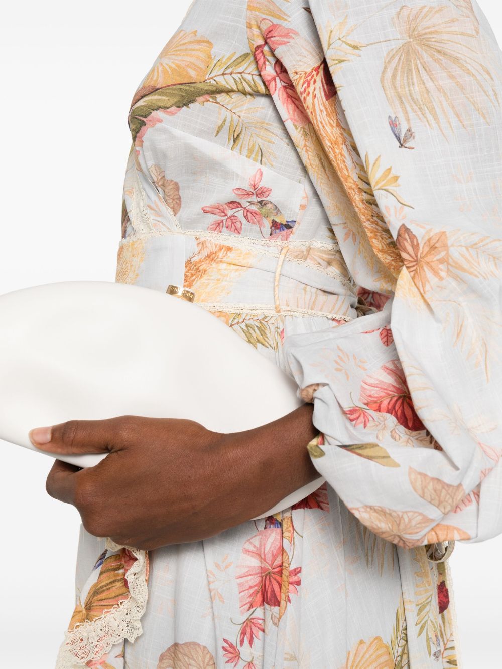 ZIMMERMANN Printed Midi Dress with Self-Tie Fastening