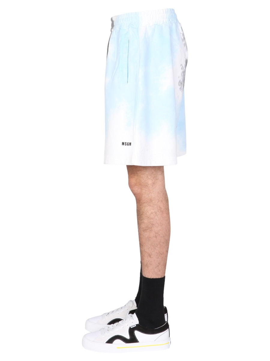 MSGM Men's Tie Dye Pattern Bermuda Shorts