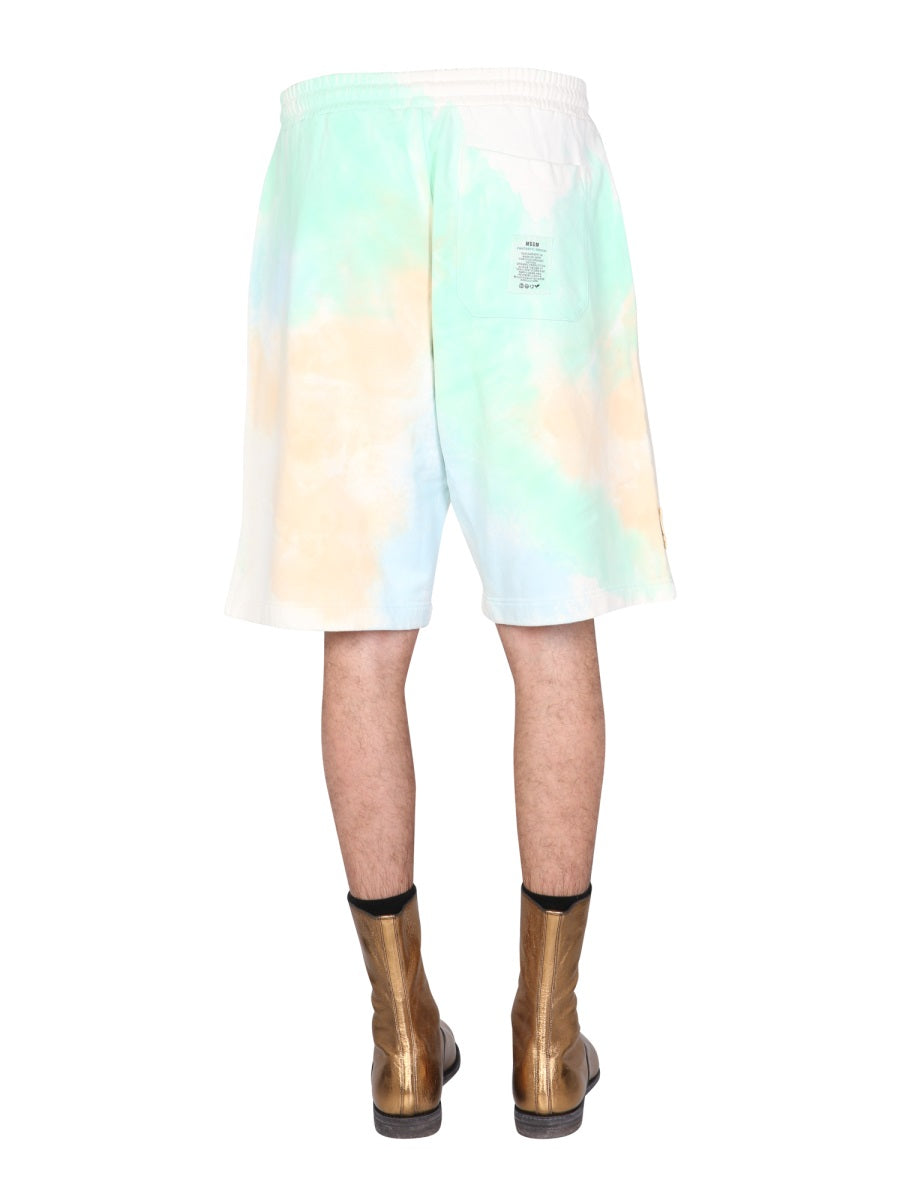 MSGM Men's Tie Dye Pattern Bermuda Shorts
