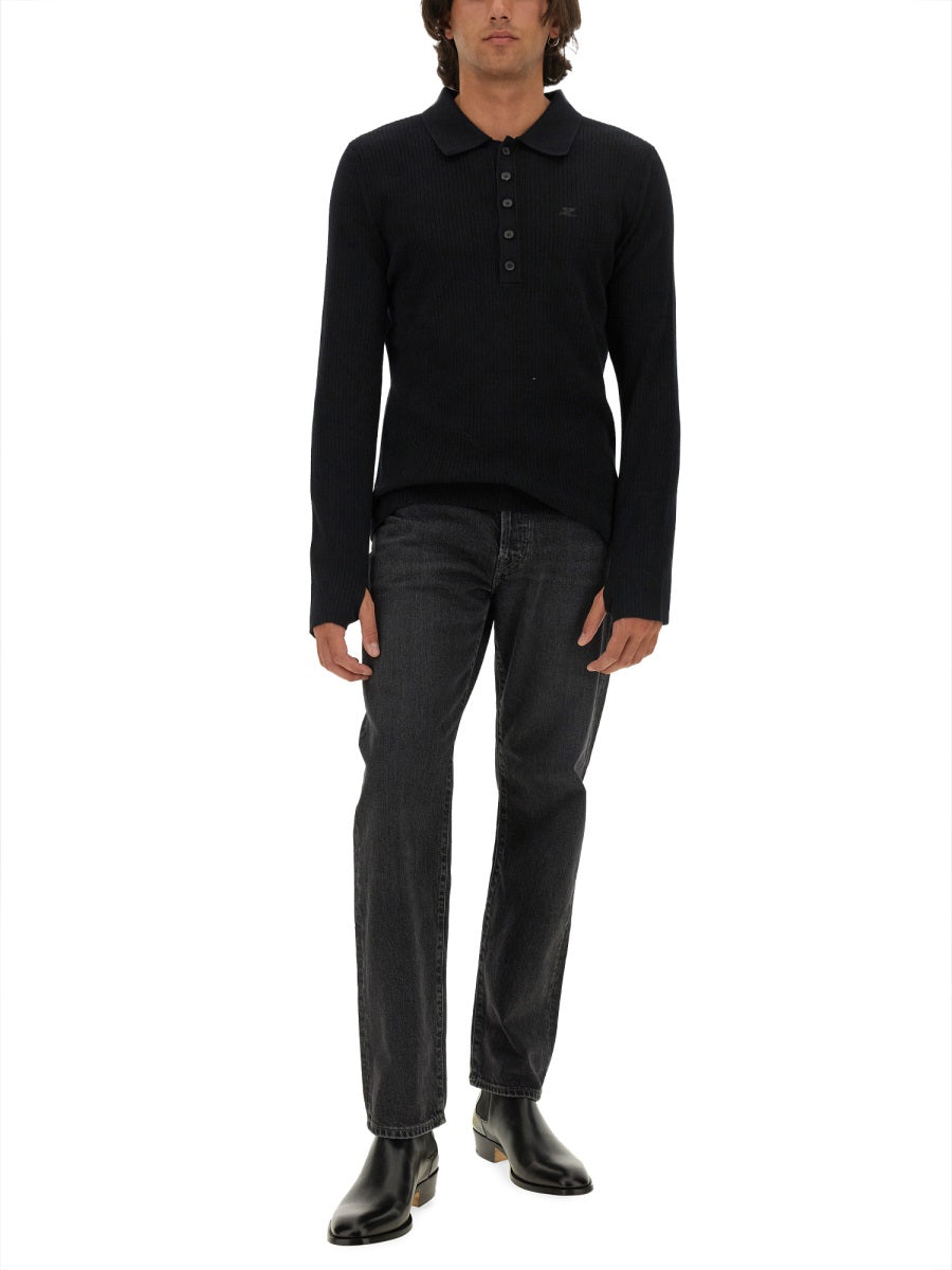 COURREGÈS Slim Fit Logo Polo - Size L