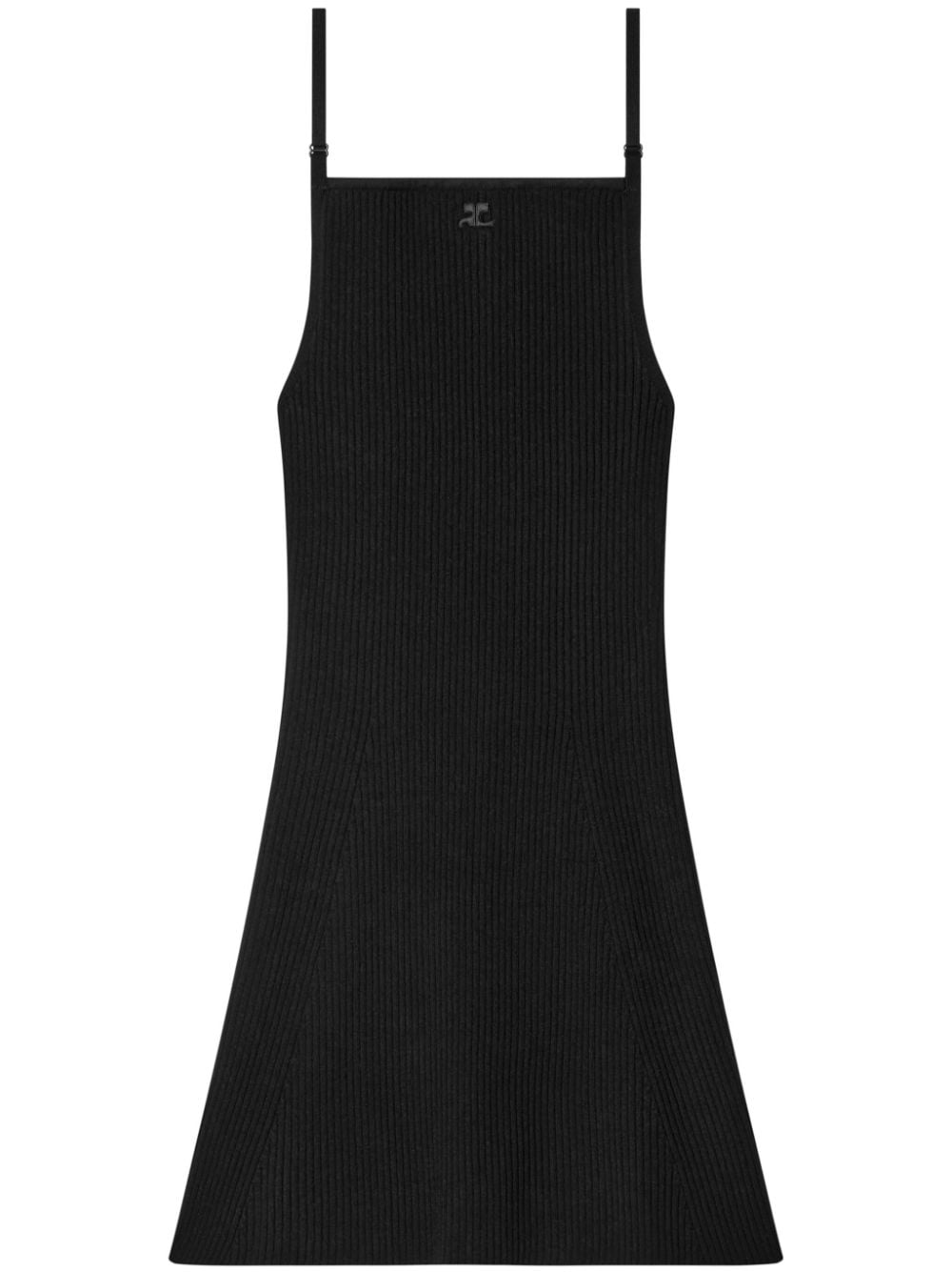 COURREGÈS Logo Mini Dress with Square Neck and Adjustable Straps