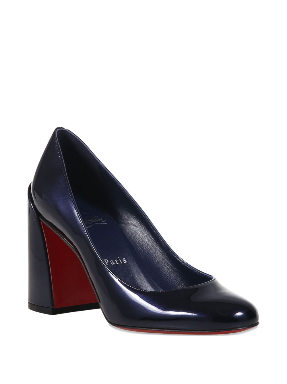 CHRISTIAN LOUBOUTIN Women's Block Heel Patent Leather Pumps