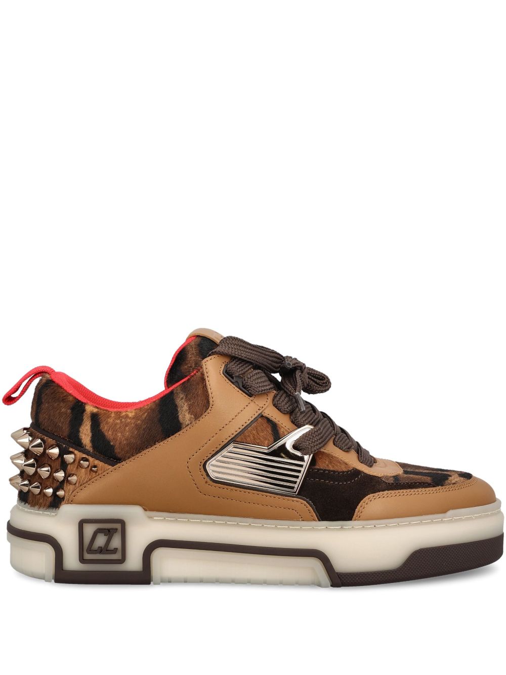 CHRISTIAN LOUBOUTIN Leopard Print Studded Heel Sneakers for Men