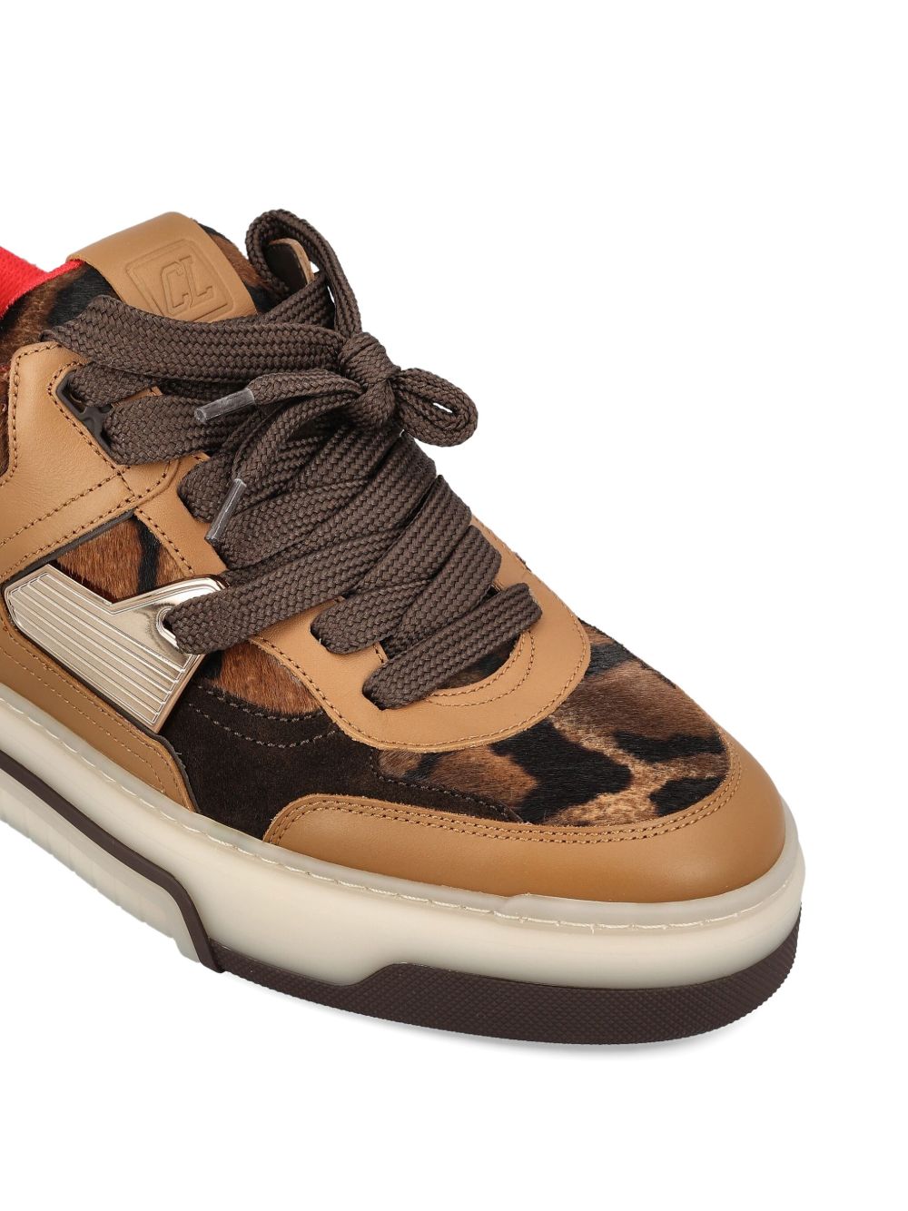 CHRISTIAN LOUBOUTIN Leopard Print Studded Heel Sneakers for Men