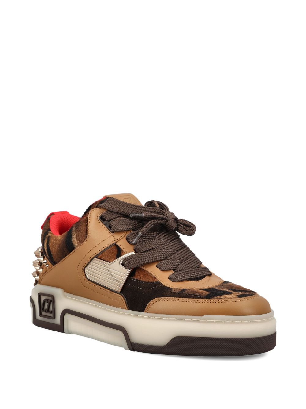 CHRISTIAN LOUBOUTIN Leopard Print Studded Heel Sneakers for Men
