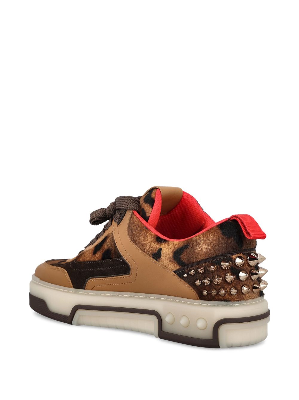 CHRISTIAN LOUBOUTIN Leopard Print Studded Heel Sneakers for Men