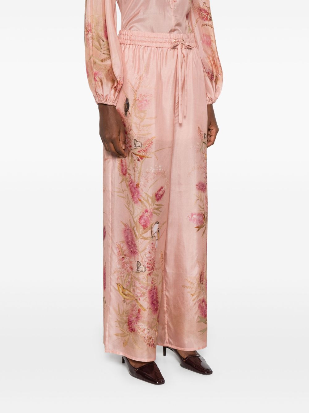 ZIMMERMANN Floral Printed Silk Trousers