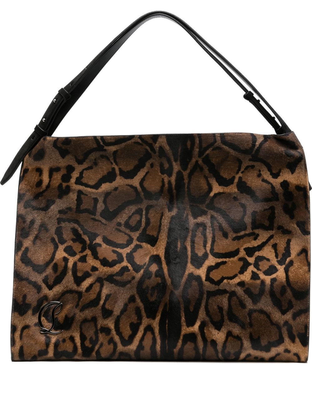 CHRISTIAN LOUBOUTIN Leopard Print Top Handle Handbag with Buckle Fastening