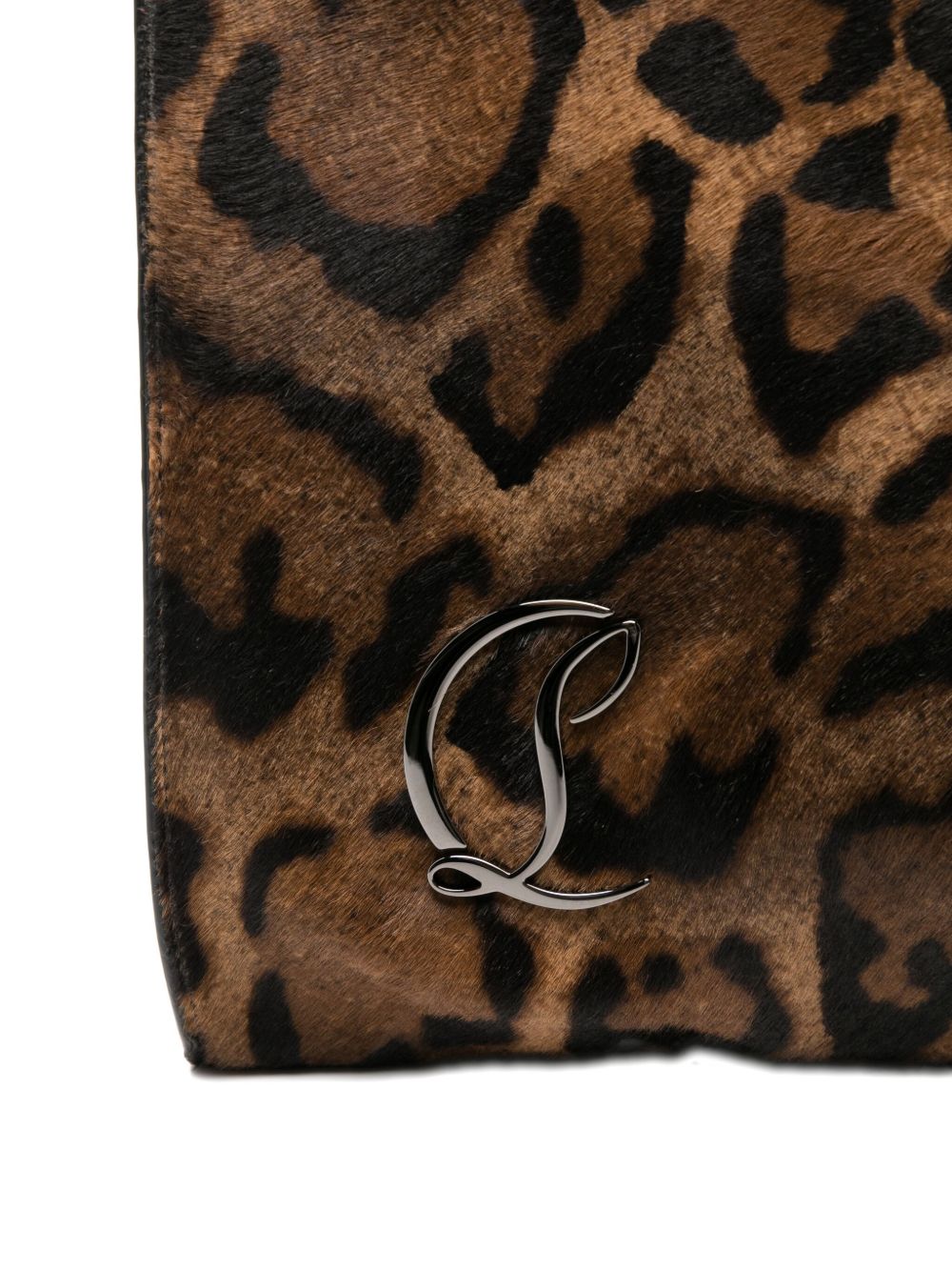 CHRISTIAN LOUBOUTIN Leopard Print Top Handle Handbag with Buckle Fastening