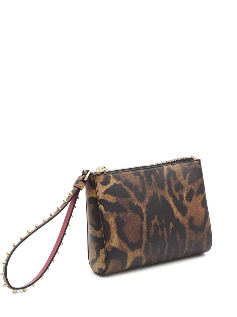 CHRISTIAN LOUBOUTIN Leopard Print Zip Closure Wallet