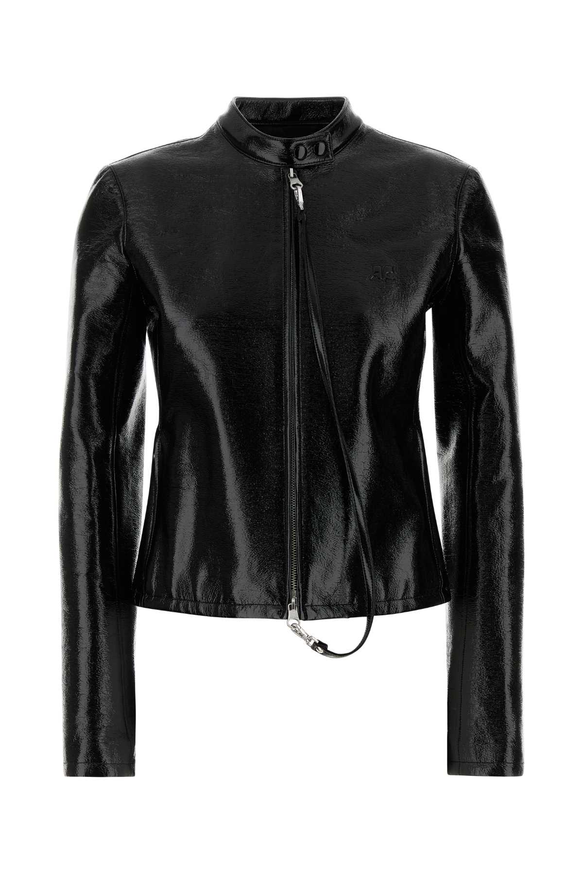 COURREGÈS Women's Mini Stretch Vinyl Biker Jacket