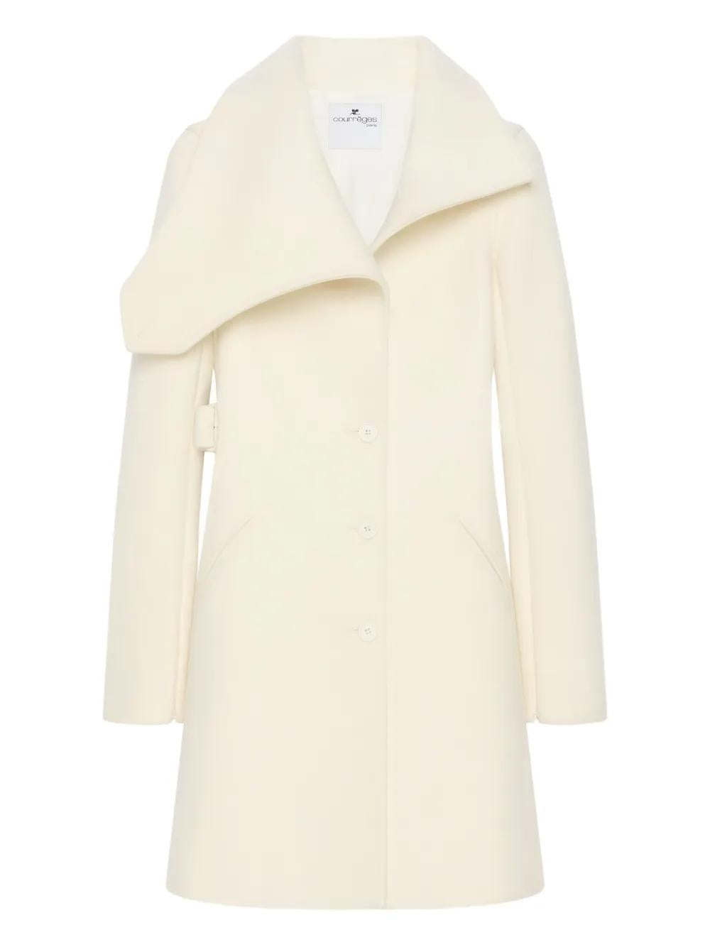 COURREGÈS Asymmetrical Collar Wool Silk Jacket