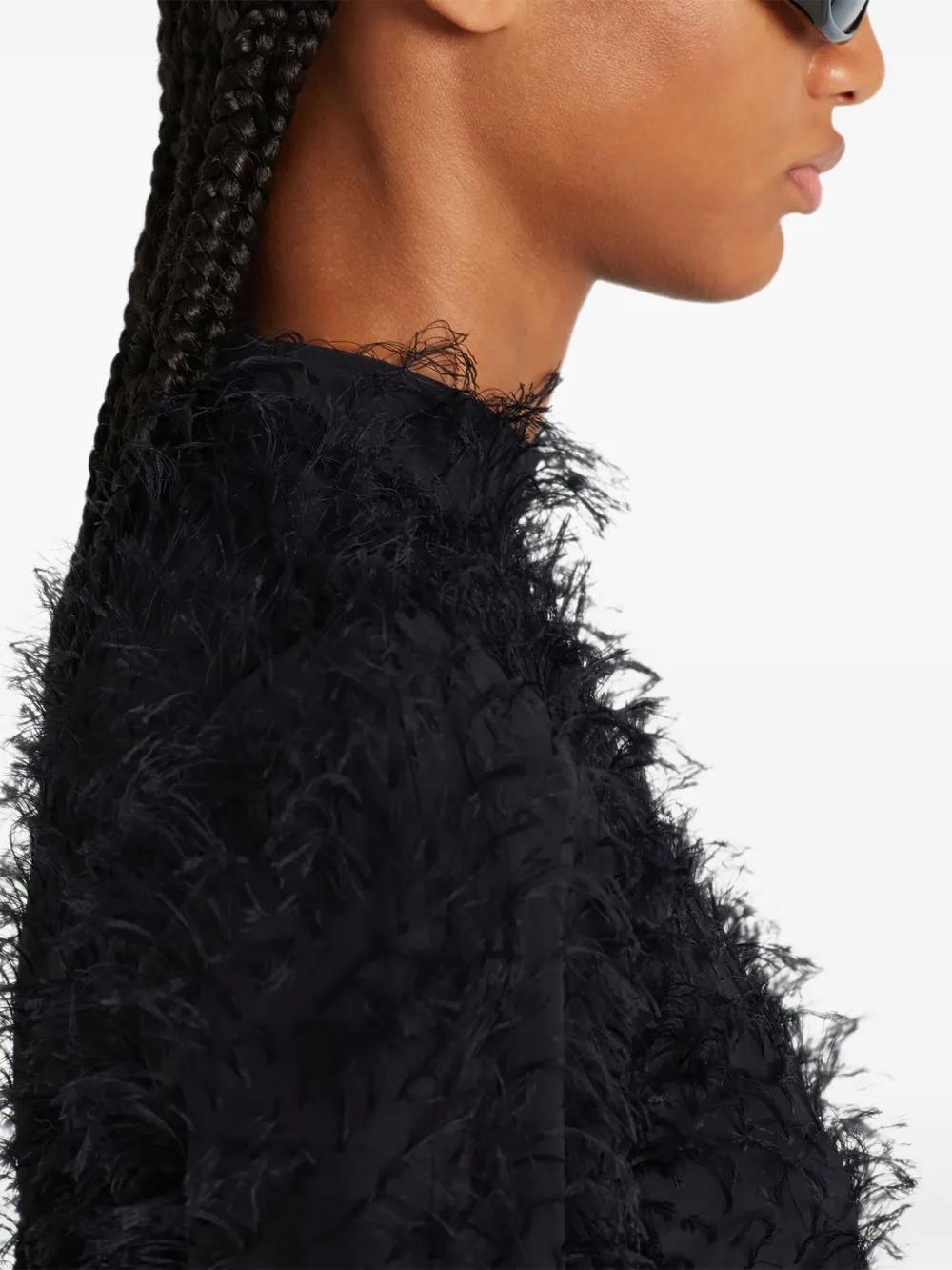 COURREGÈS Feather-Trimmed Long-Sleeve Top