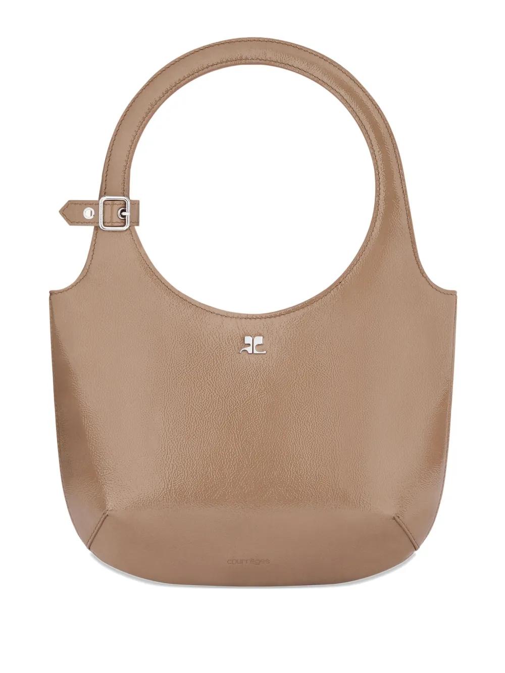 COURREGÈS Leather Shoulder Handbag with Rounded Handle